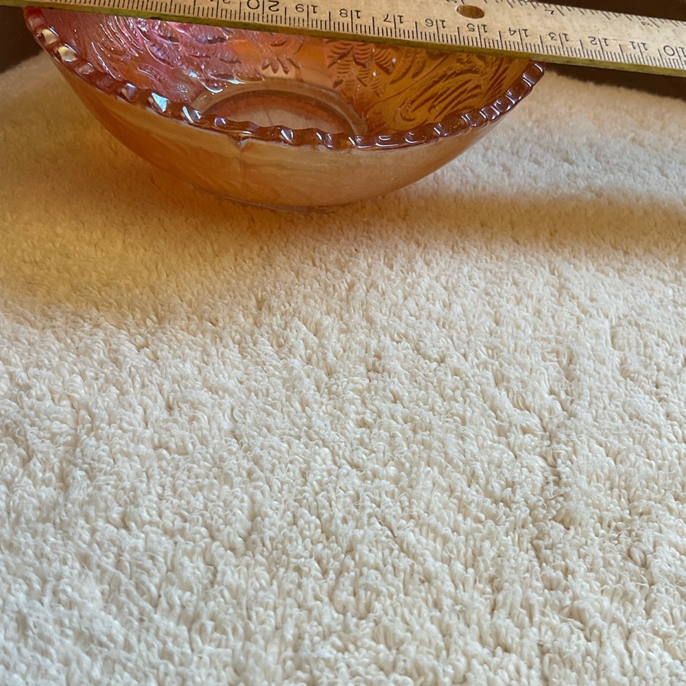 Fenton Marigold Gorgeous Carnival Glass Pine Cone small bowl with cut edges. - Picture 7 of 9